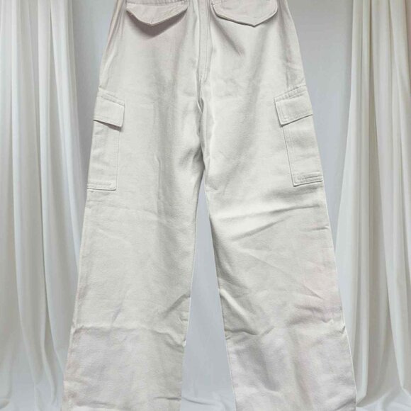 white stretch cargo pants NEW - Picture 2 of 3